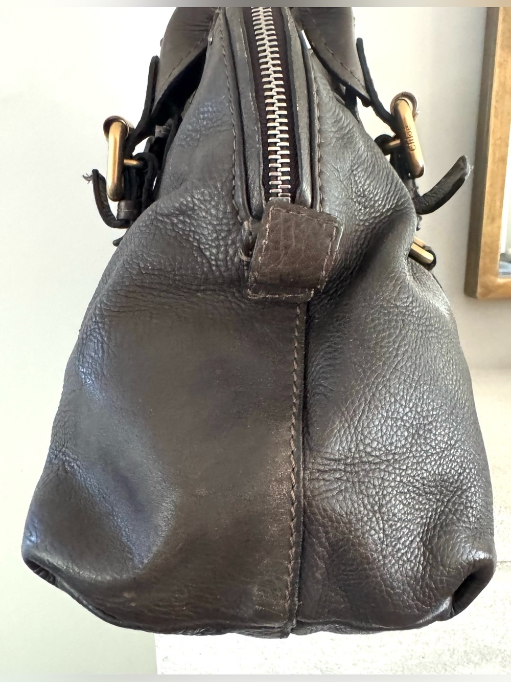 CHLOE Paddington Brown Leather Satchel Bag Vintage Large No Lock - Picture 5 of 11